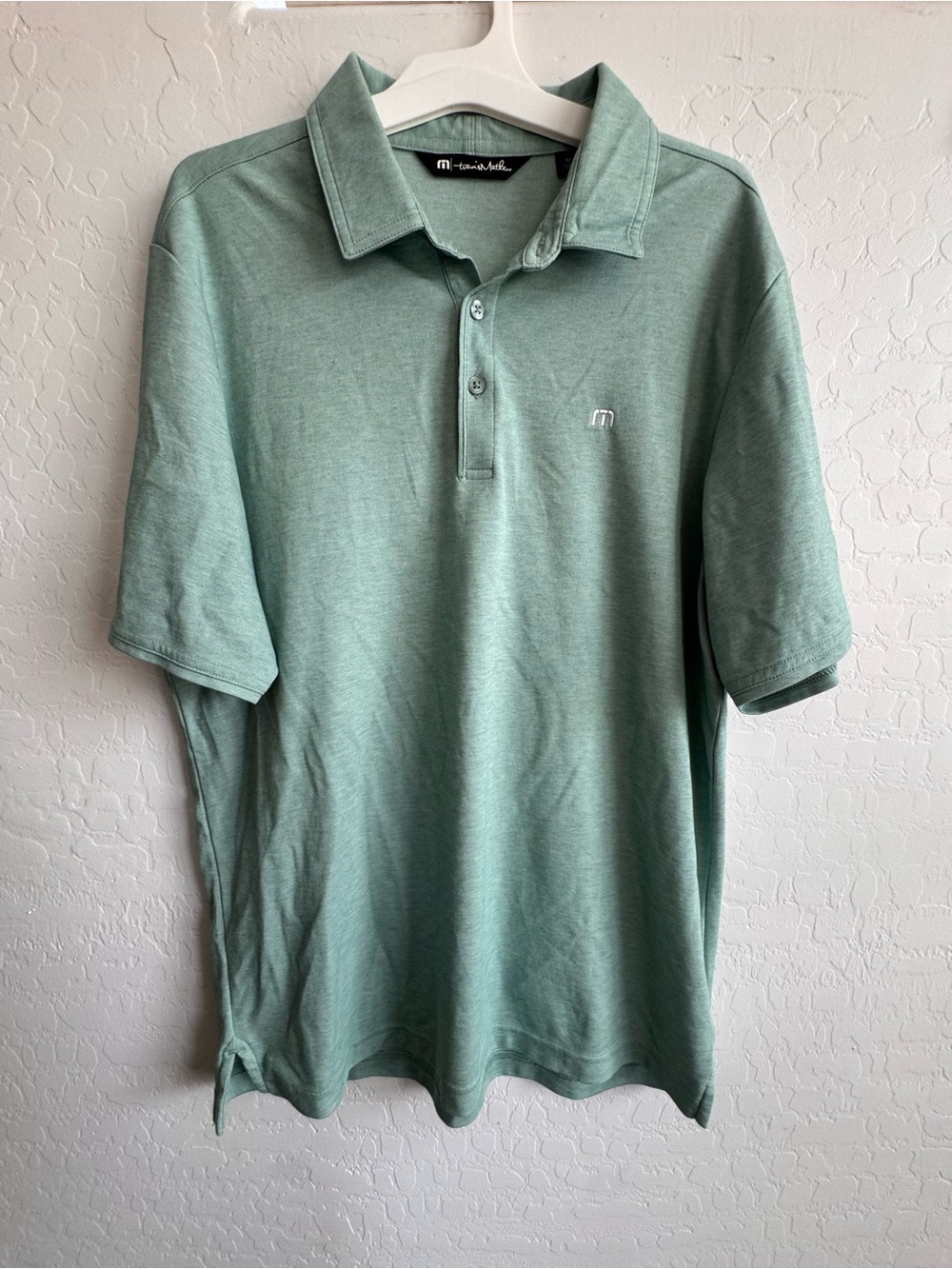 Travis Mathew Men's Polo Shirt in Mint Green-Dove Valley Golf Club